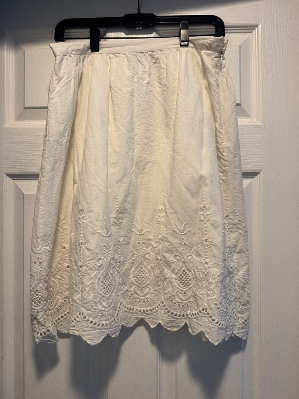 NY Collection Cream Embroidered A-Line Skirt